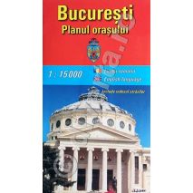BUCURESTI-Municipiul, harta (plan) pliata rutiera,administrativa (cartiere) si turistica, scara 1:15000, format 70x100 cm-coperta1