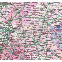 EUROPA, harta de perete politica si rutiera cu coduri postale, format 140 x 200 cm, laminata - plastifiata (incapsulata), baghete