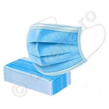Masca faciala de protectie, 3 pliuri, 3 straturi, 2 elastice si banda metalica de fixare, albastra, unica folosinta, 50 buc / set - 3