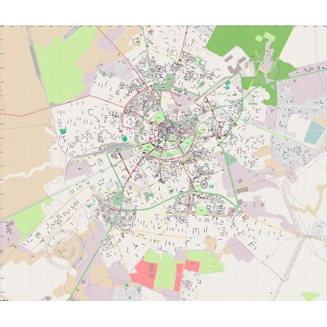 TIMISOARA - Municipiul, harta (plan) de perete rutiera si administrativa, scara 1 :  8100, format 170 x 200 cm, laminata - plastifiata (incapsulata), baghete