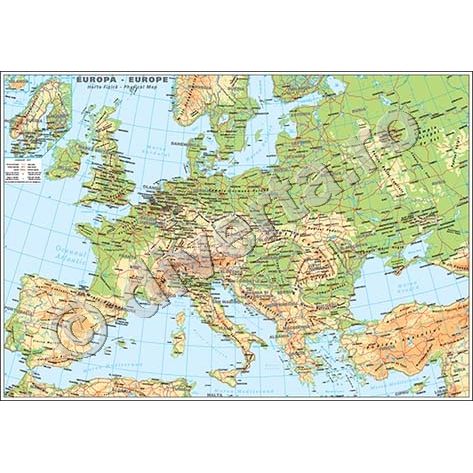 Resigilat Europa Harta De Perete Fizica Geografica 100x145cm Scara 1 3 200 000 Editie 2015 Laminata Baghete